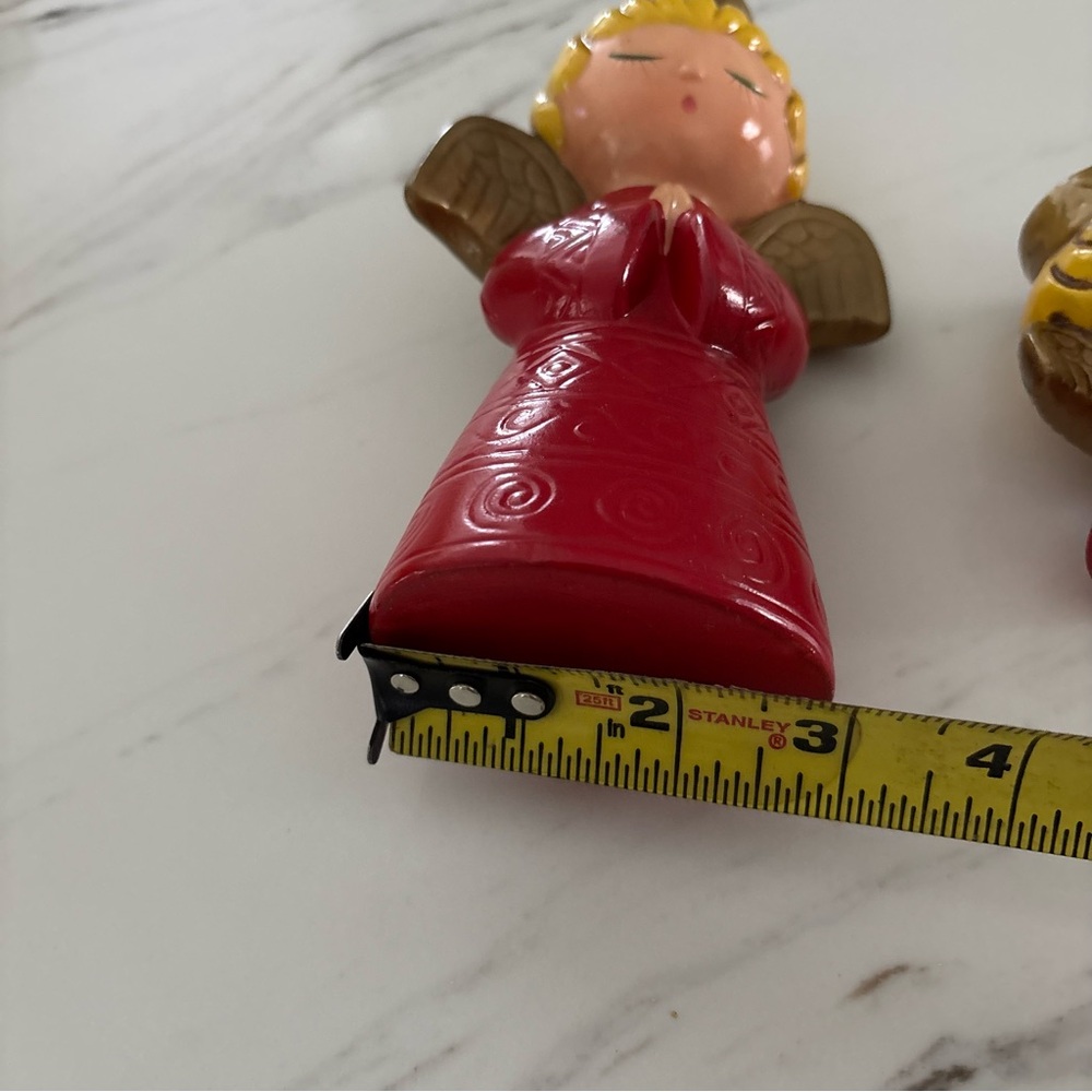 Vintage Set 2 Pair Ardco Japan Red Angel Candleholder Taper Candles Retro Deco - Picture 7 of 10